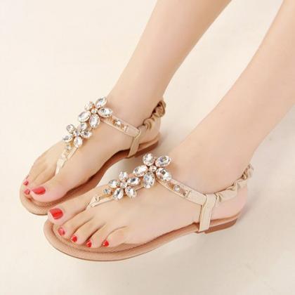 Floral Diamond Design Sandals In Pink And Apricot on Luulla