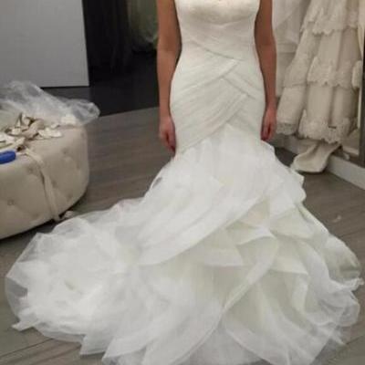 Sexy Mermaid Tulle Wedding Dresses Sweetheart Neck Women Bridal Gowns