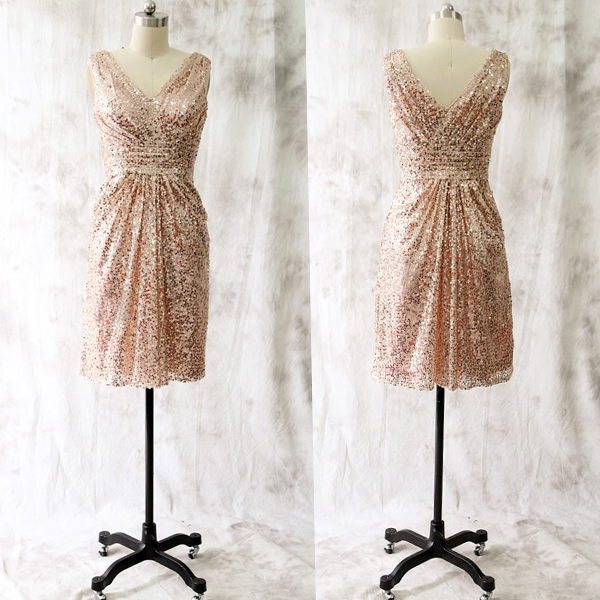 rose gold sequin junior bridesmaid dress