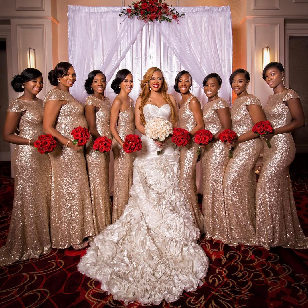 Gold Sequins Bridesmaid Dress Short Sleeve Gold Sequins Bridesmaid Dress Short Sleeve Glitter Mermaid