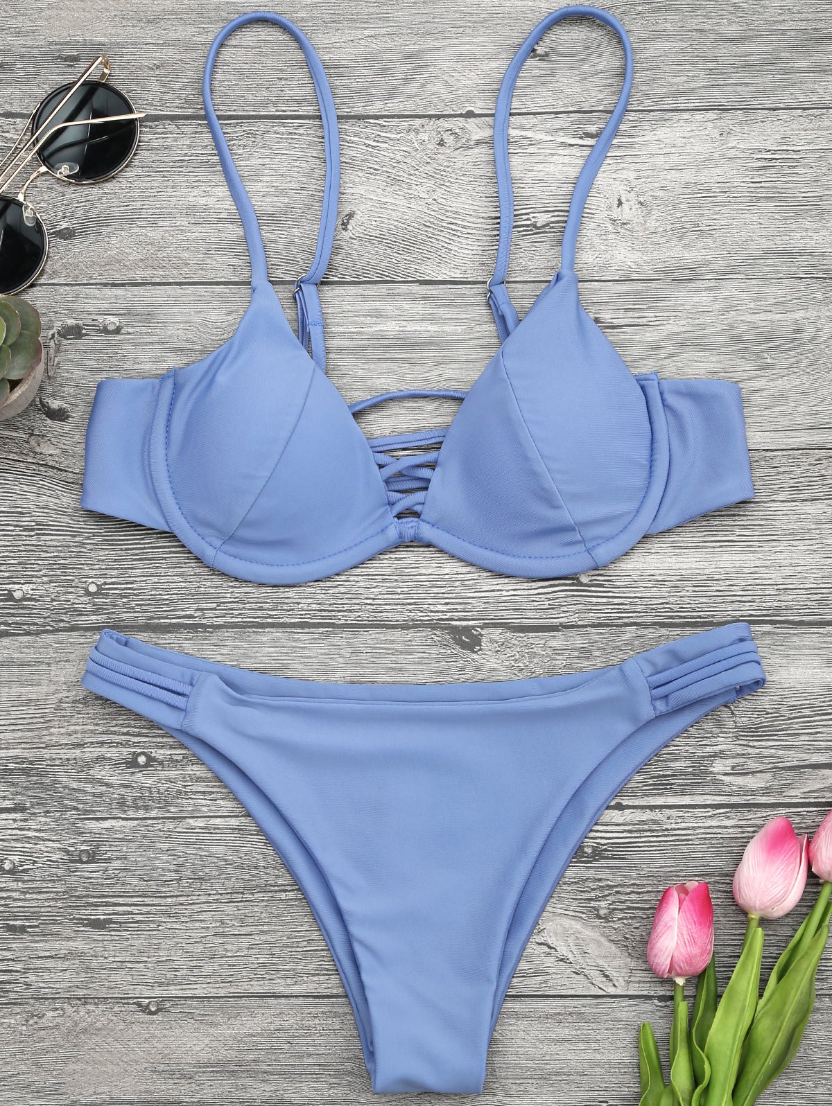 blue underwire bikini