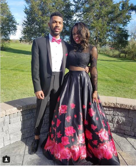 Floral Two Piece 2018 Prom Dresses