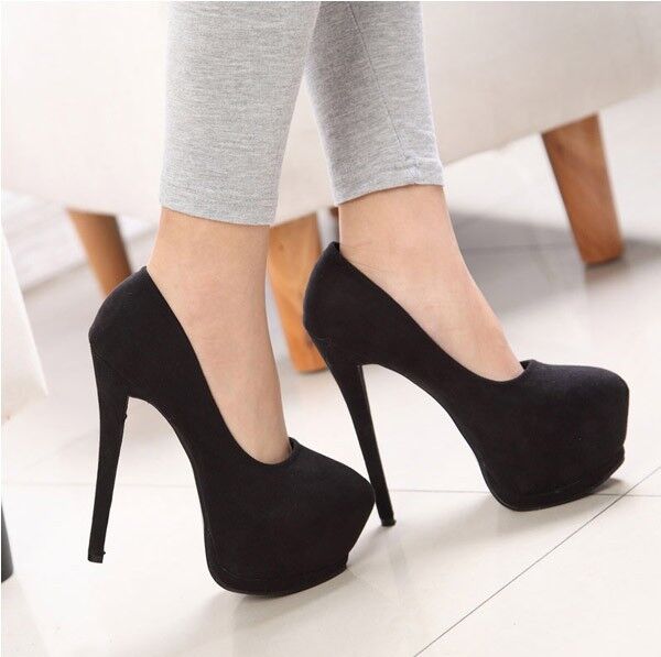 black round toe heels