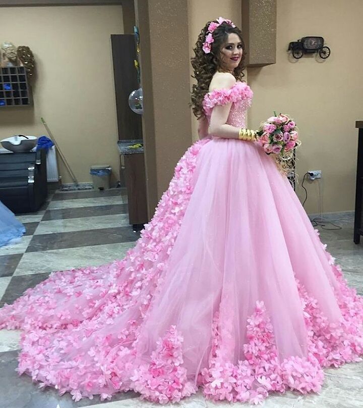  Cheap  Prom Dresses  2019 Pink Wedding  Dresses  Flower 