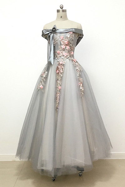 Light Grey Bridesmaid Dresses Tulle Bridesmaid Dress Off Shoulder