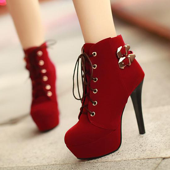 red platform high heel shoes