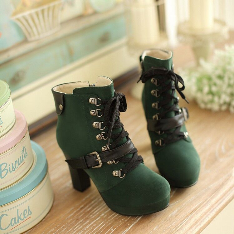 green lace boots