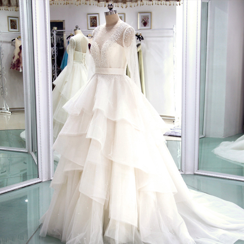 wedding dress with ruffle sleeves