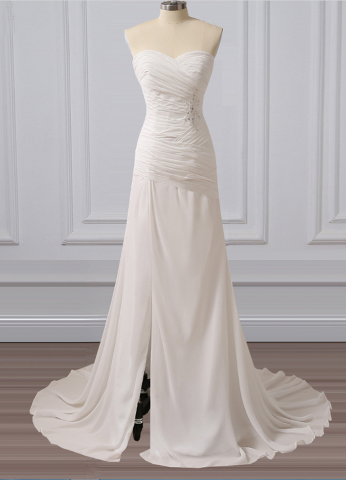 side ruched wedding dress