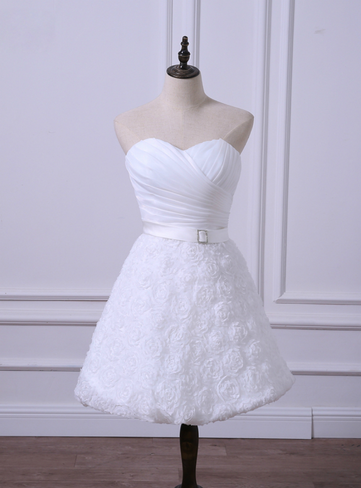 Short Wedding Reception Dresses Cheap White Ivory Bridal Gown On