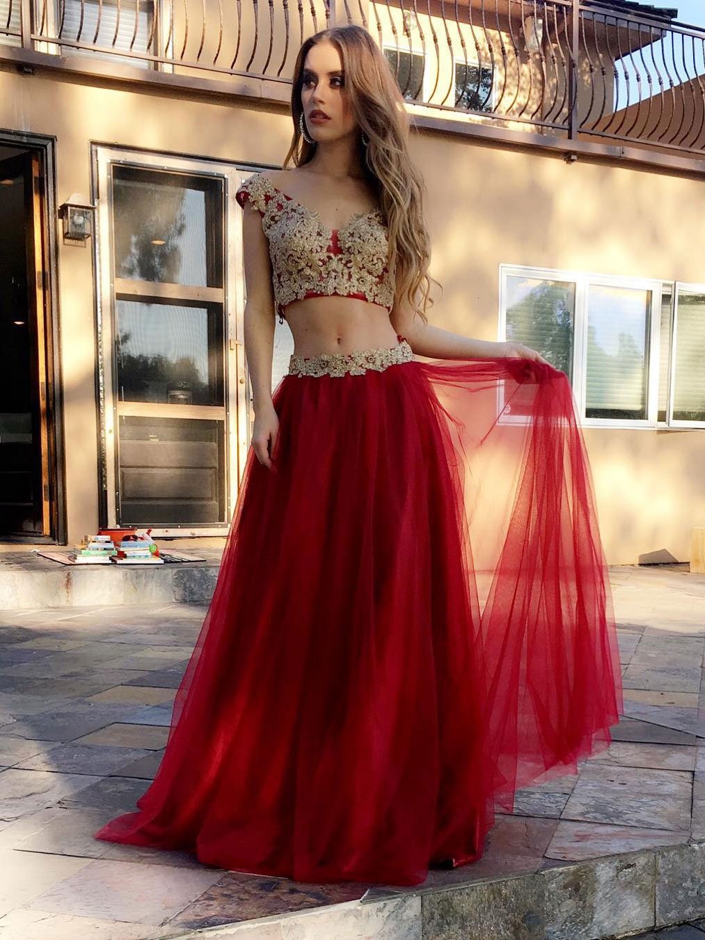 red and gold homecoming dresses