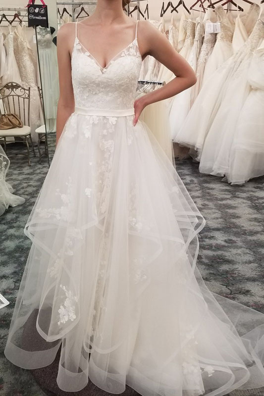 ruffle wedding dress with sleeves