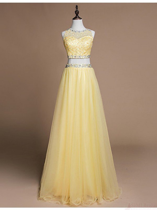 Sequin Yellow Prom Dress
