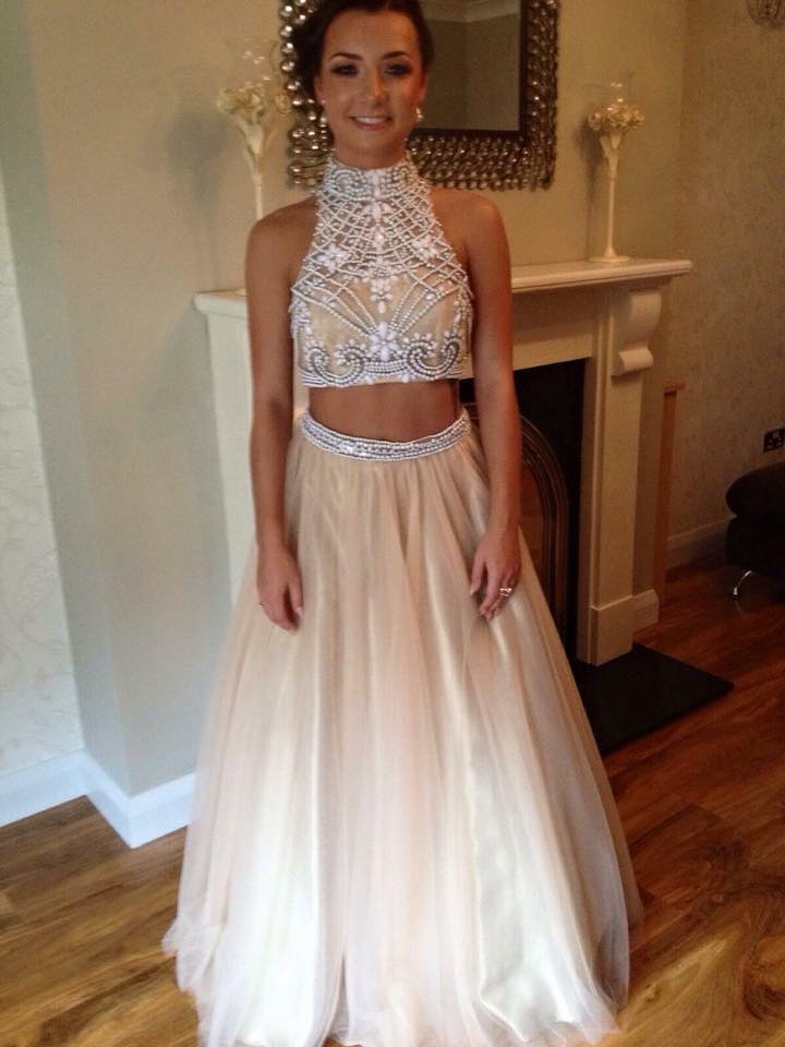 High Top Champagne Prom Dress