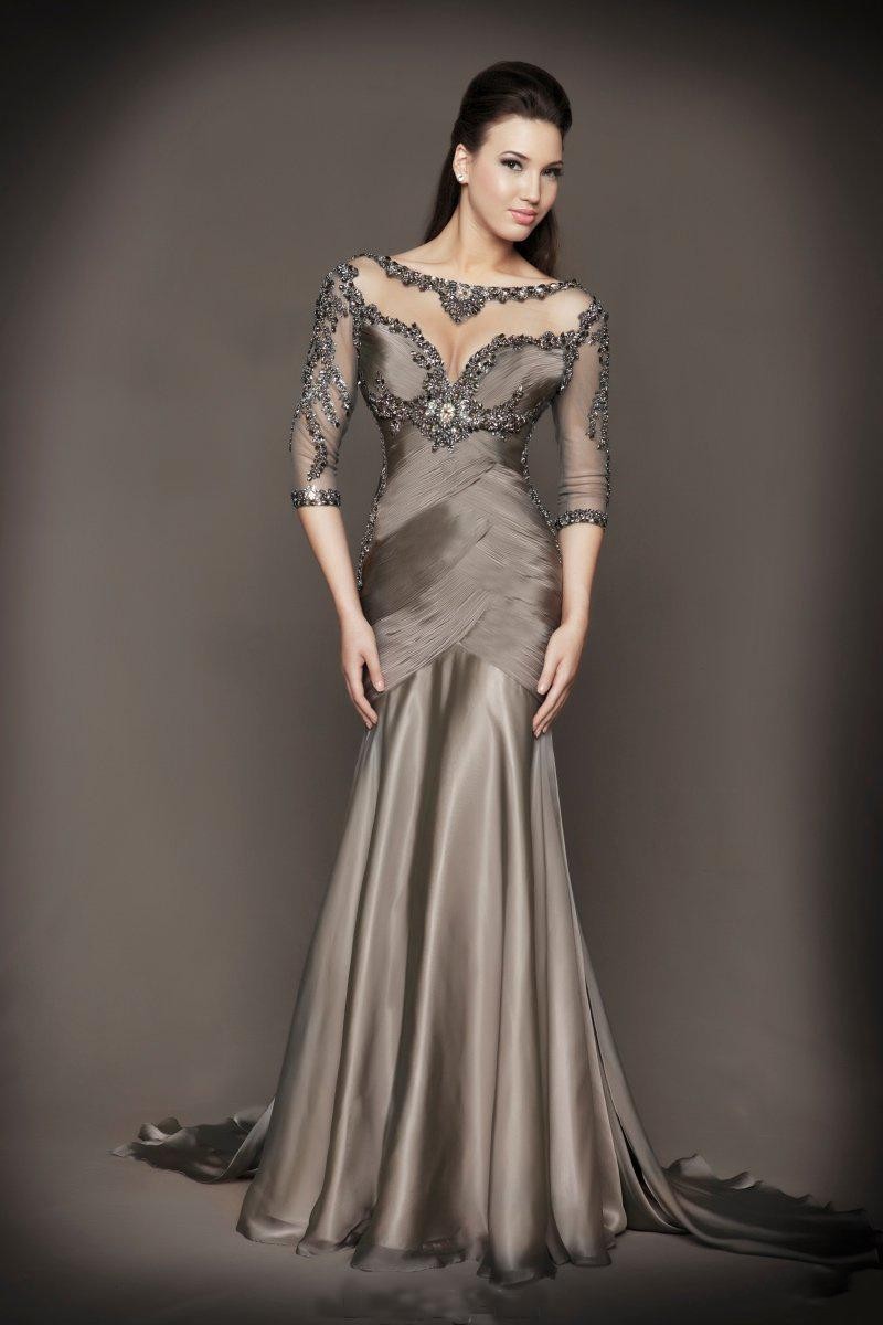 2017 New Mother Of The Bride Dresses Formal Gown Evening 2017 New Mother Of The Bride Dresses Formal Gown Evening With Beading Half Sleeve See Through Grey Chiffon Women Dress