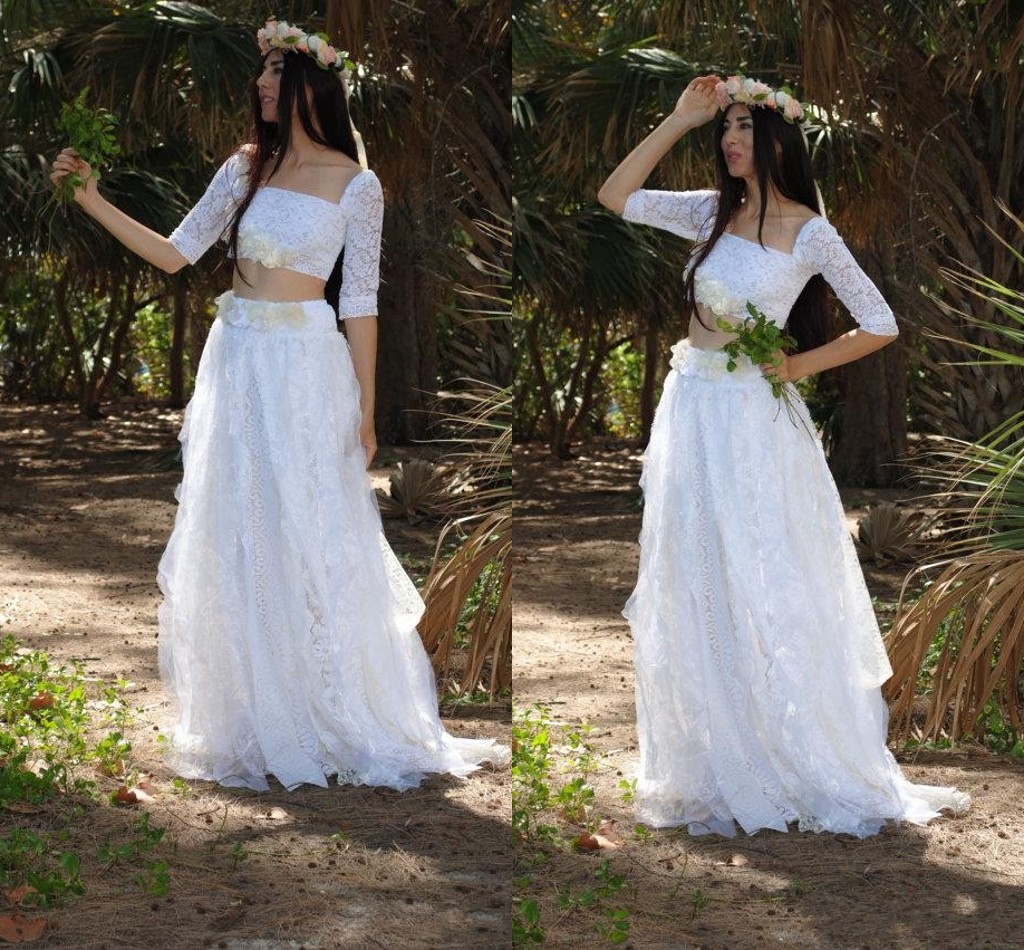2 Piece Wedding Dresses Lace Wedding Dress Beach Wedding Dress