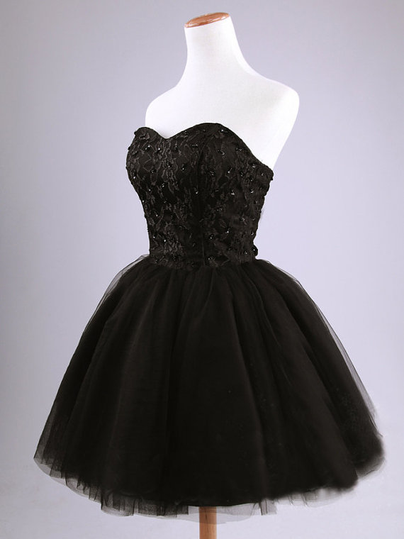 black short tulle dress