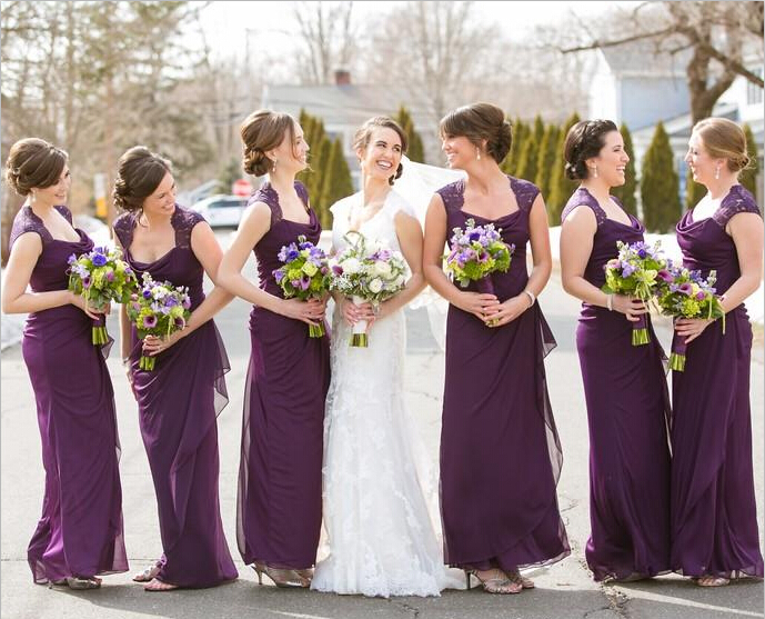 Purple Bridesmaid Dresses 2017 Off The Shoulder Scoop Ruffled Purple Bridesmaid Dresses 2017 Off The Shoulder Scoop Ruffled Chiffon Lace Vestidos Wedding Party Gowns