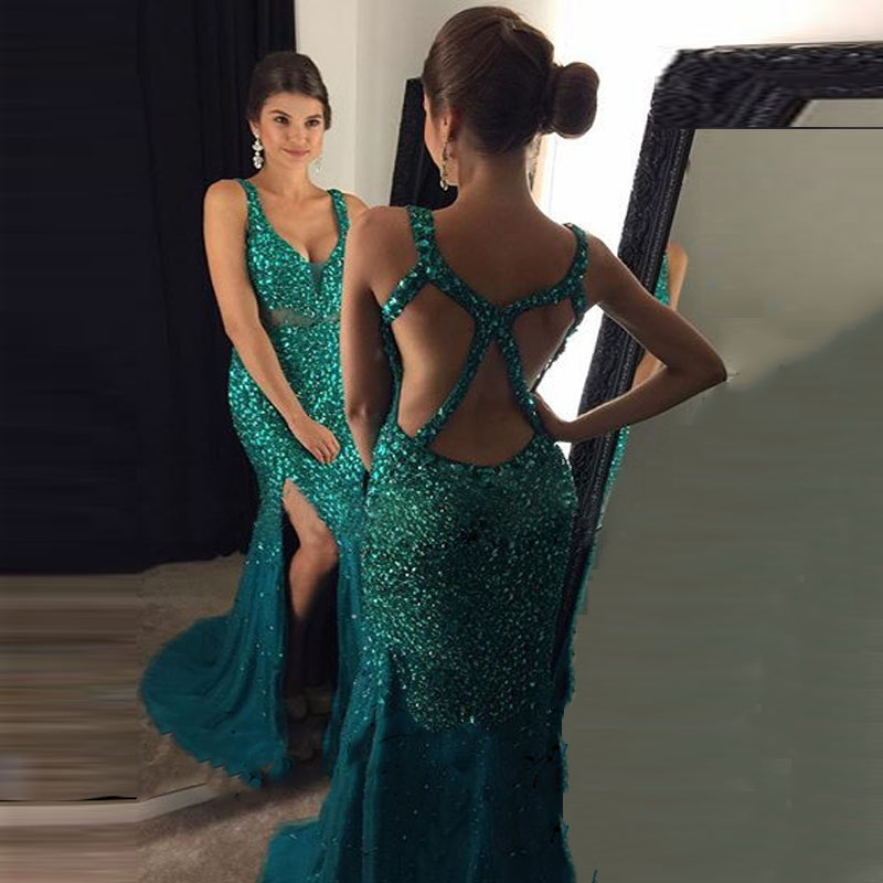 Green and Gold Prom Dresses