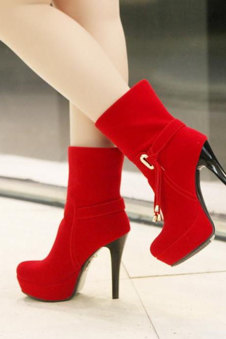 Red High Heel Boots on Luulla