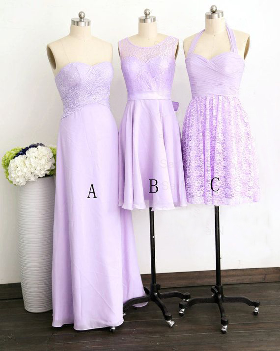 Purple Bridesmaid Dress Long Short Purple Bridesmaid Dress Long Short Mismatched Dresses Lace