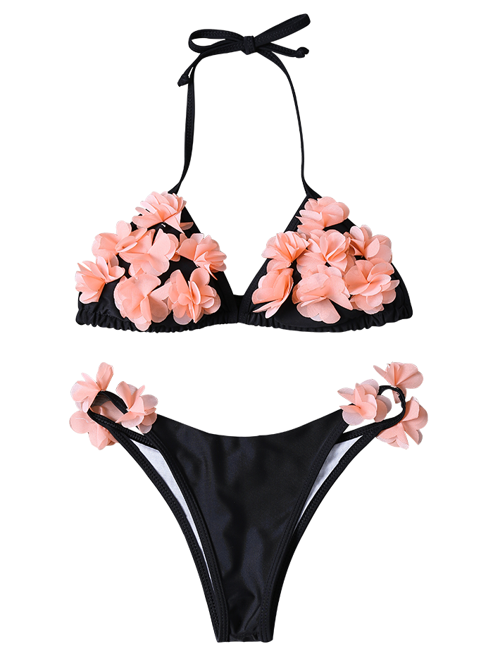 Ruffled Floral Bikini Halter Swimsuit / Bikini Set on Luulla