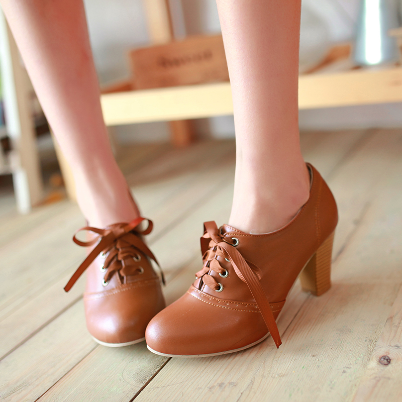 Women'S Punk Pointed Toe Lace Up Platform Block High Heels Ankle Boots ...