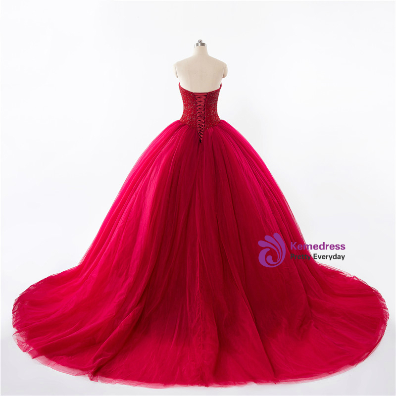 red princess ball gown